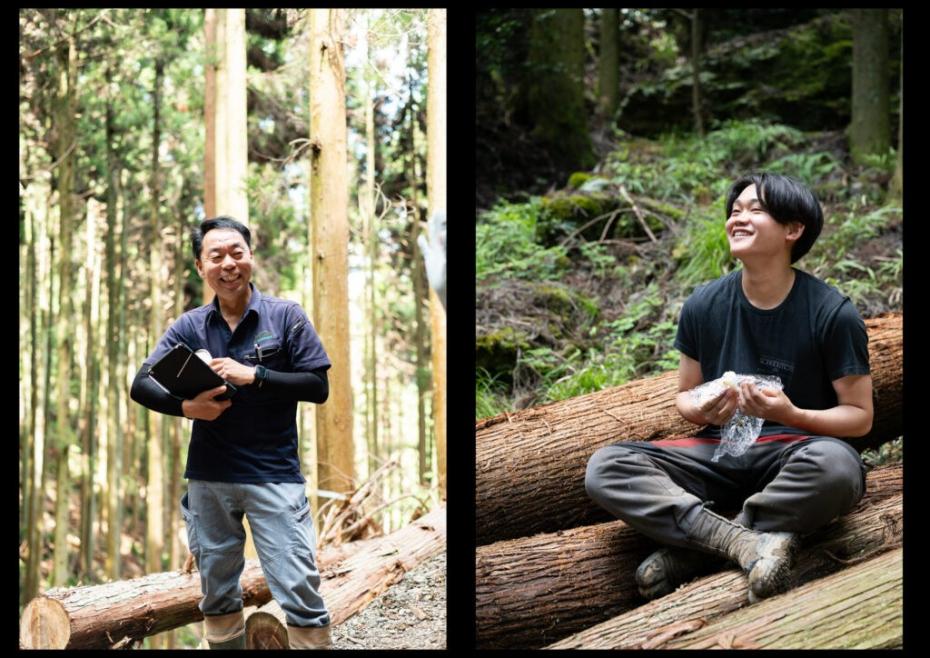 上司の藤田参事（左）、笑顔の中屋敷さん（右）