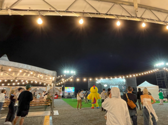 夜のライトアップした会場