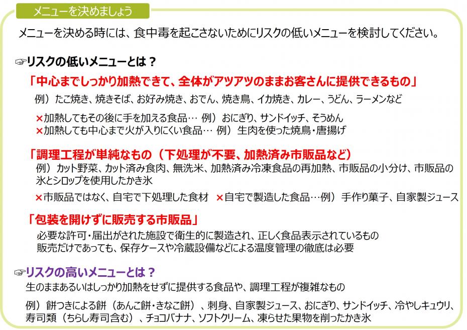 メニューの選定