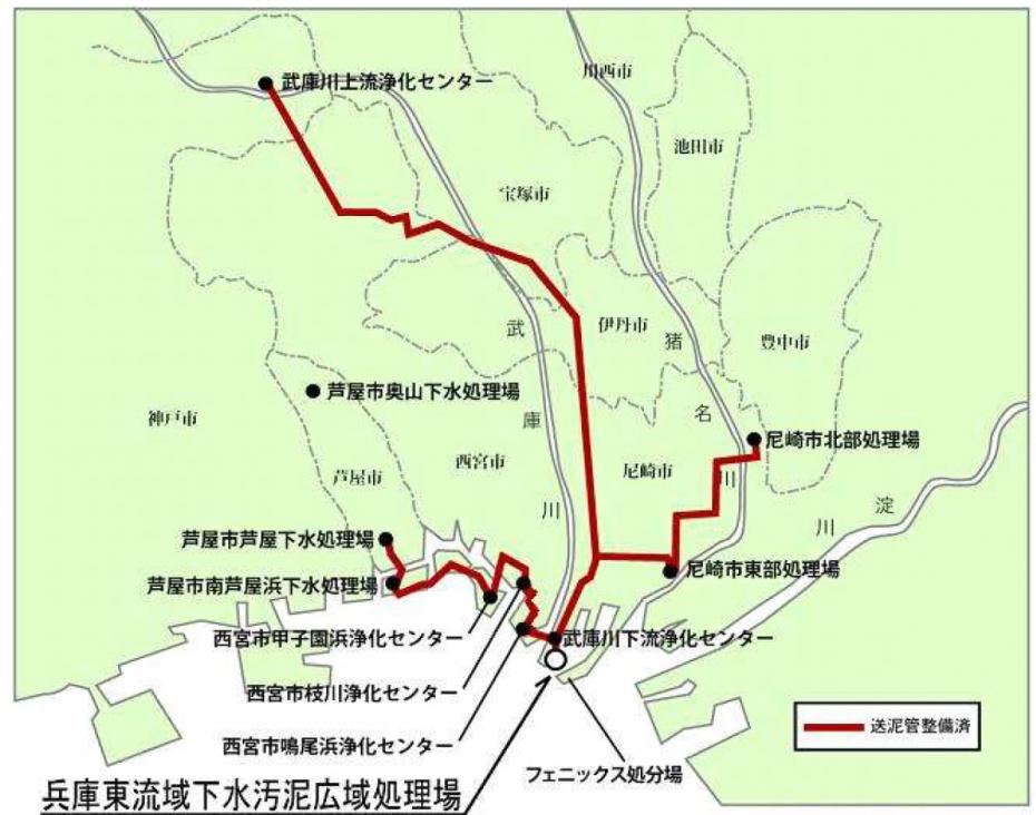 兵庫東流域下水汚泥広域処理場地図