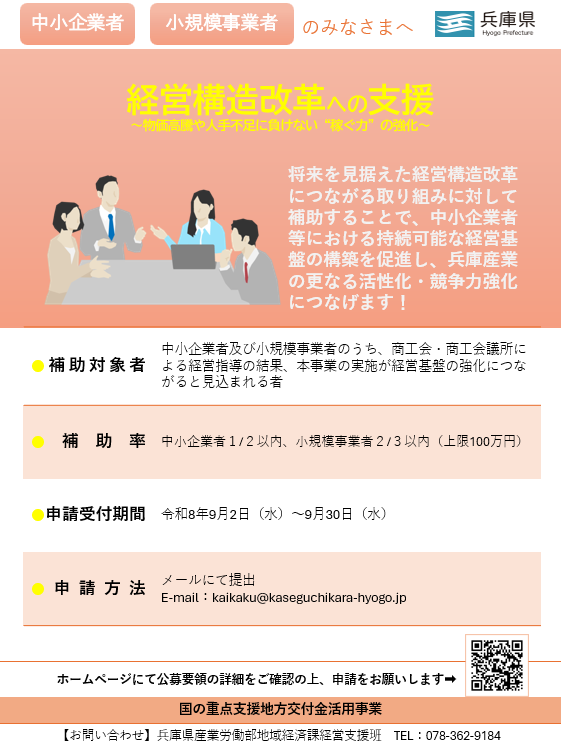 広報チラシ：経営構造改革への支援～物価高騰や人手不足に負けない“稼ぐ力”の強化～