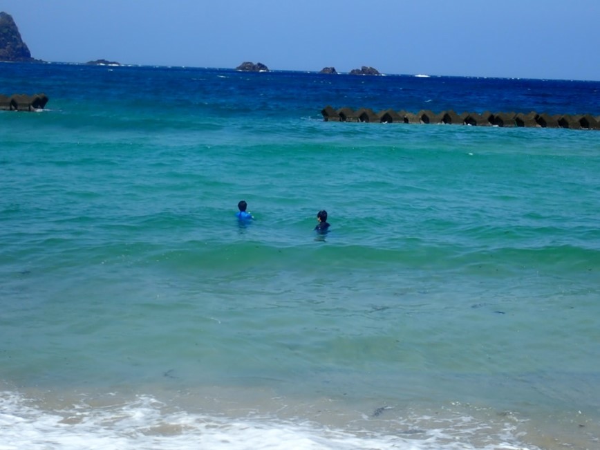 県職員による海水の採取状況(令和7年4月)